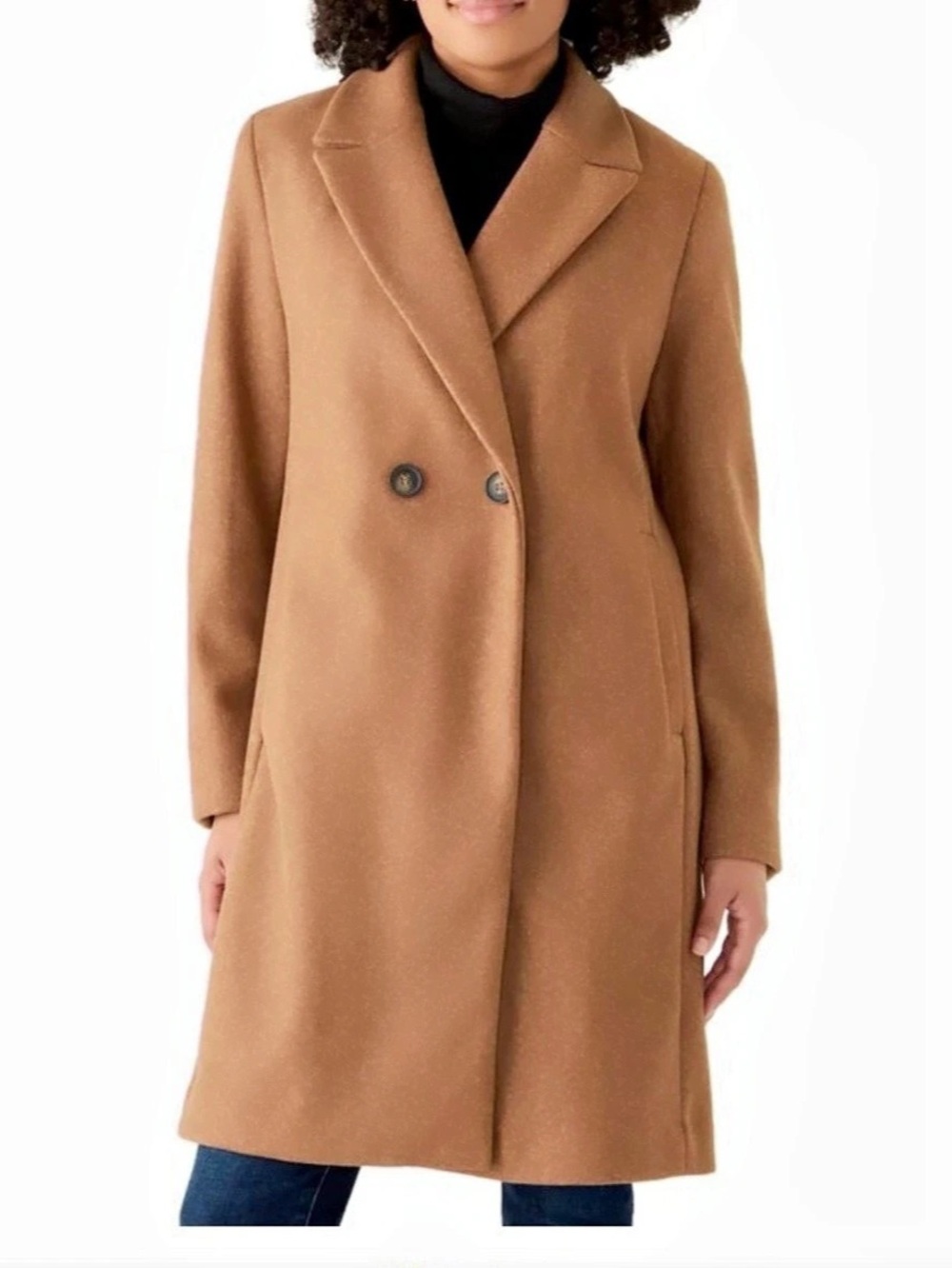 DKNY Fashion Coat Wool-Style Pea Coat in Brown XL NWT